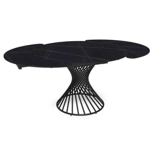 Стол круглый раскладной Lava (120+30+30), керамика матовая Black Gold