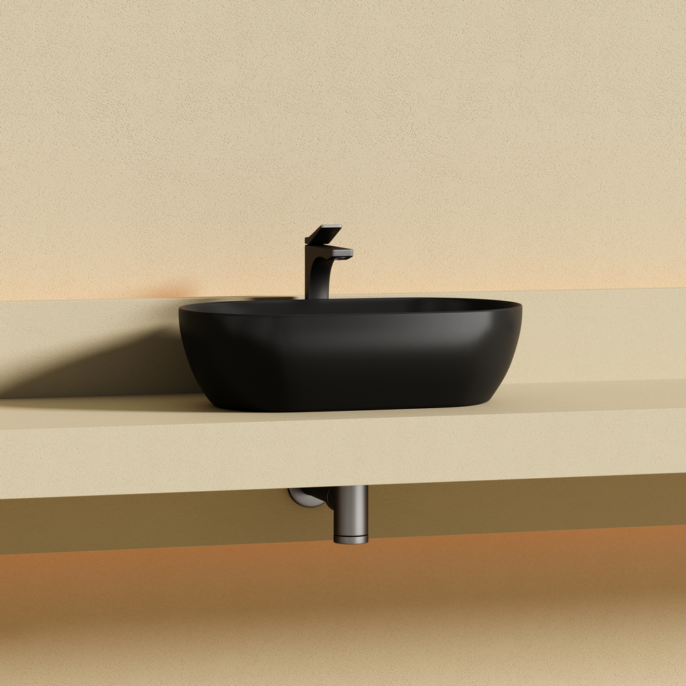 Раковина CERAMICANOVA Twist накладная овальной формы 500x300x140 черный матовый CN12001MB