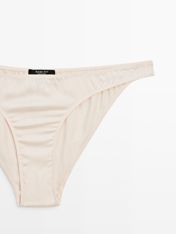 Massimo Dutti Трусы из смесового атласа и шелка, кремовый