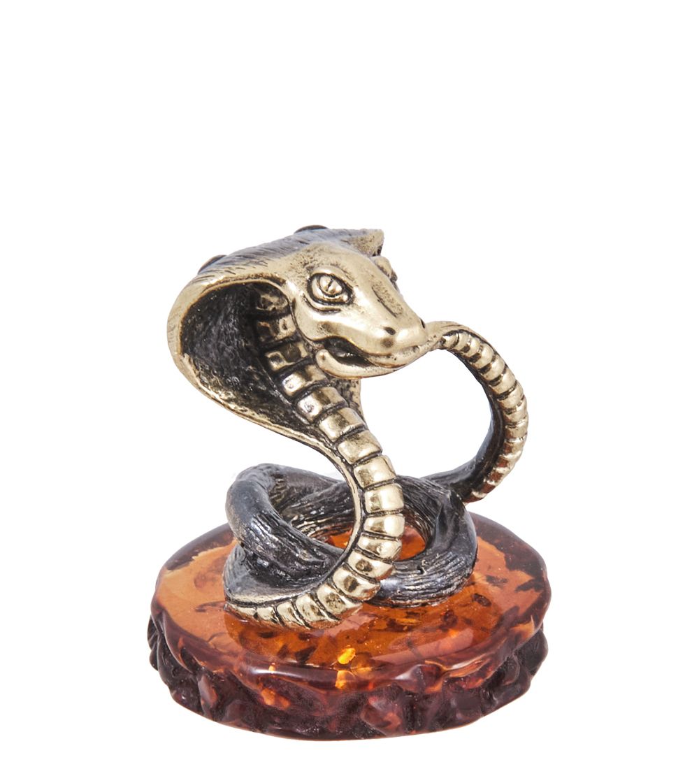 Народные промыслы AM-4019 Фигурка «Змея Милашка» (латунь, янтарь)