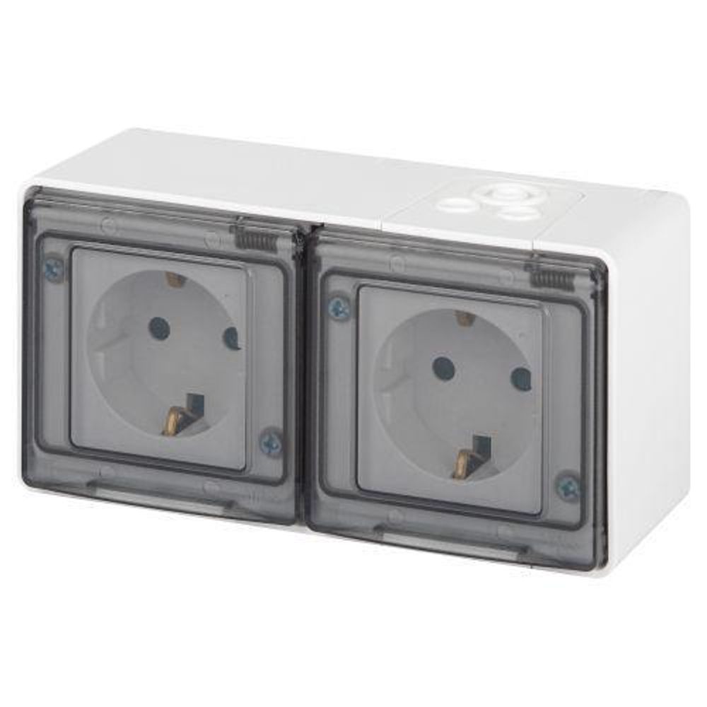 Розетка Эксперт 11-2504-01 2х2P+E гориз. IP55 шторки 16А-250В ОУ бел. Эра Б0063262 Розетка Эксперт 11-2504-01 2х2P+E гориз. IP55 шторки 16А-250В ОУ бел. Эра Б0063262