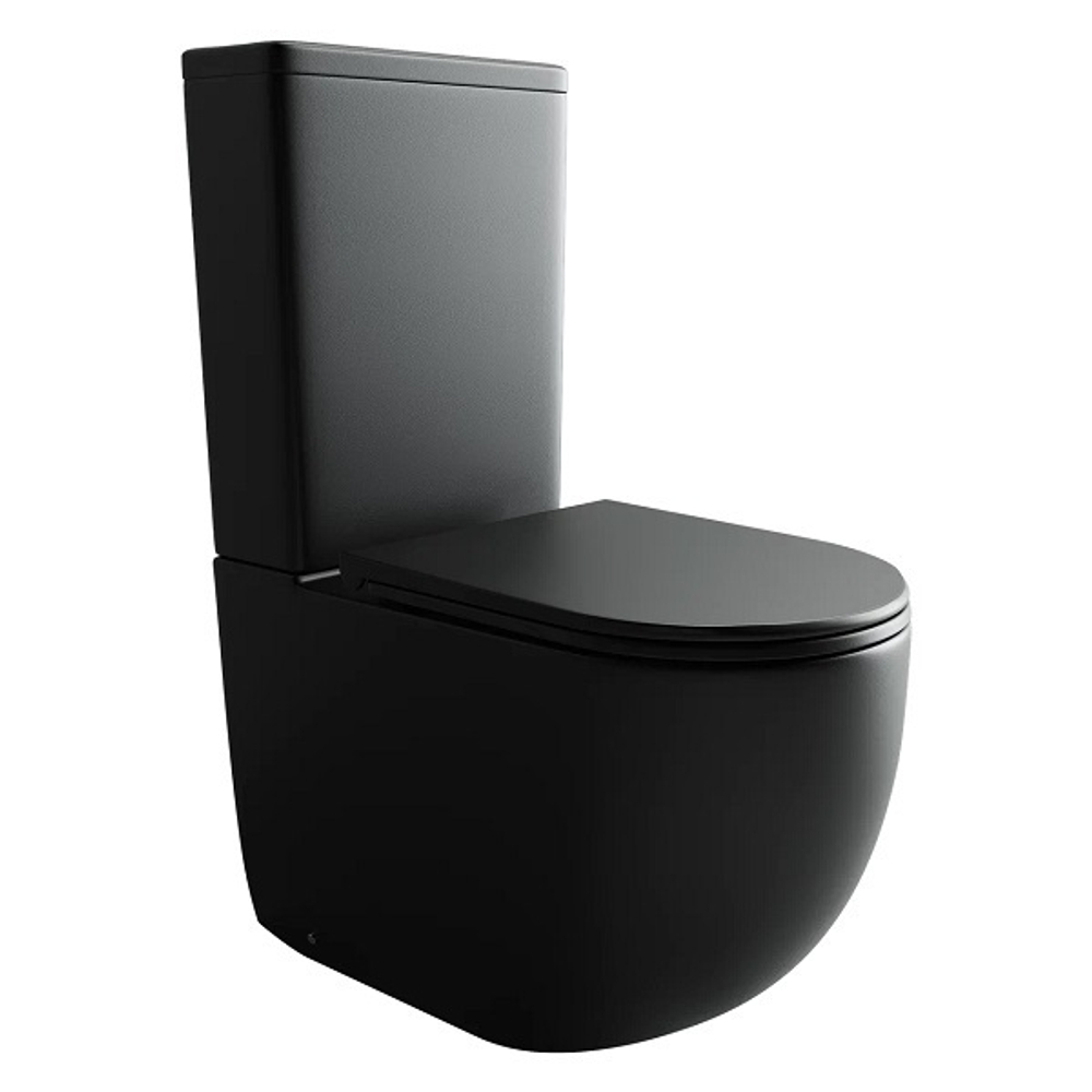 Унитаз-компакт безободковый Ceramica Nova Metropol Rimless CN4001MB с крышкой-сиденьем микролифт, черный матовый
