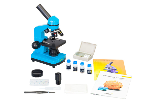 Микроскоп Levenhuk Rainbow 2L Лазурь с набором для опытов Levenhuk K50