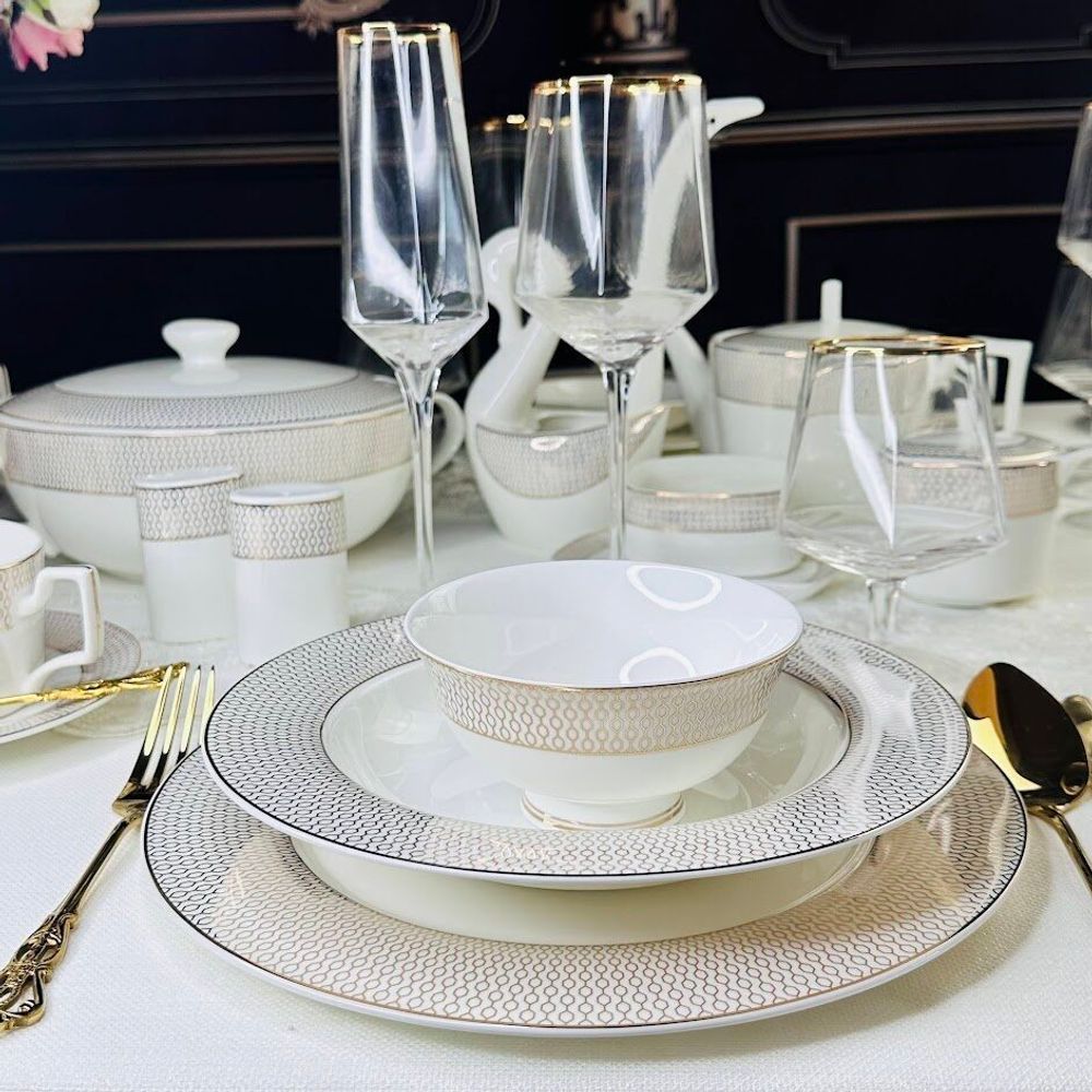 Lenardi 145-536 Обеденный сервиз 105пр. СЕВИЛЬЯ в под.уп.(х0,5)Костяной фарфор