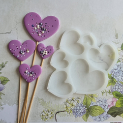Силиконовая форма для леденцов «Сердечки 6 в 1»