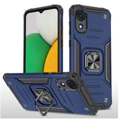 Противоударный чехол Strong Armour Case с кольцом для Samsung Galaxy A03 Core (Синий)