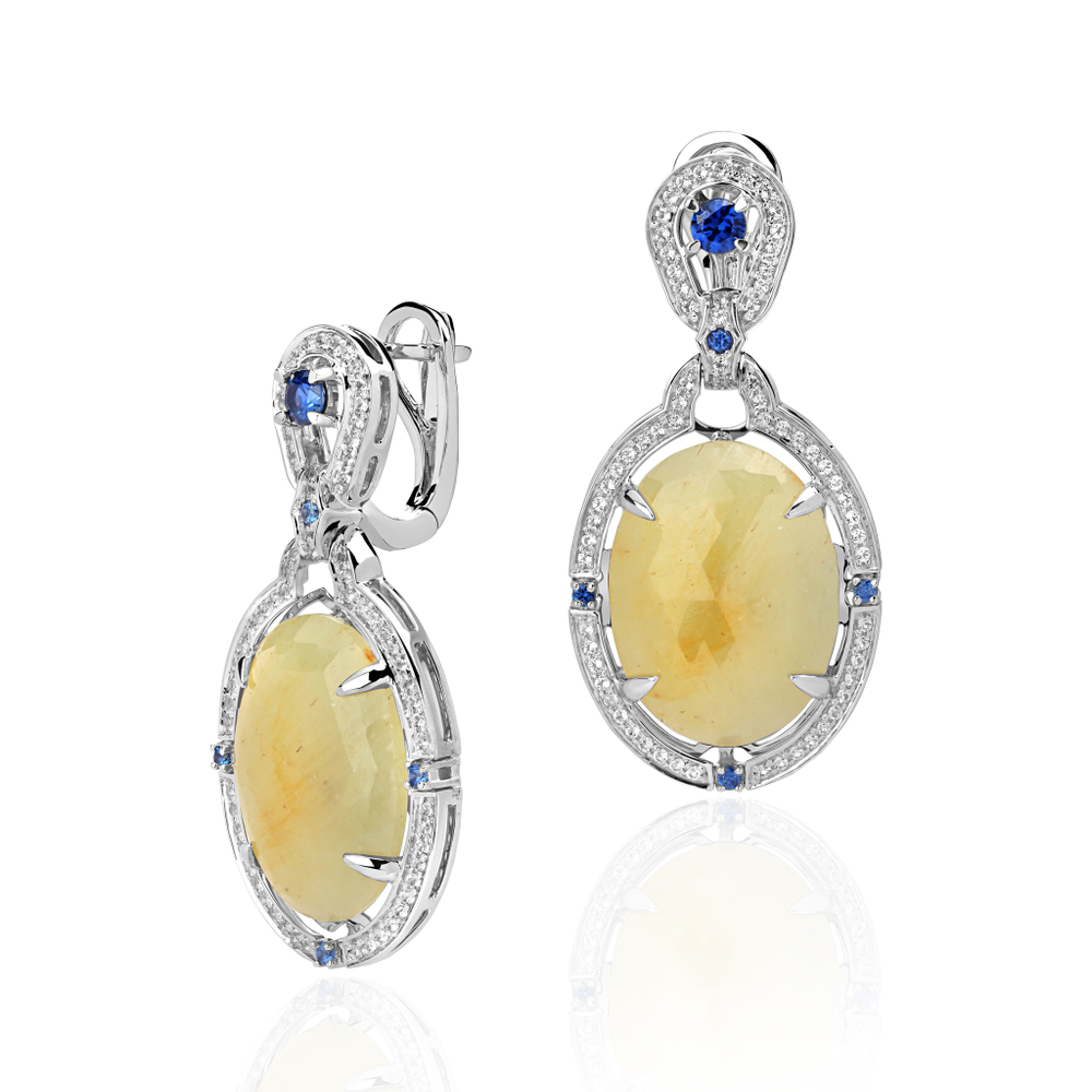 Серьги с корундом  из белого золота JA-S-213013-3