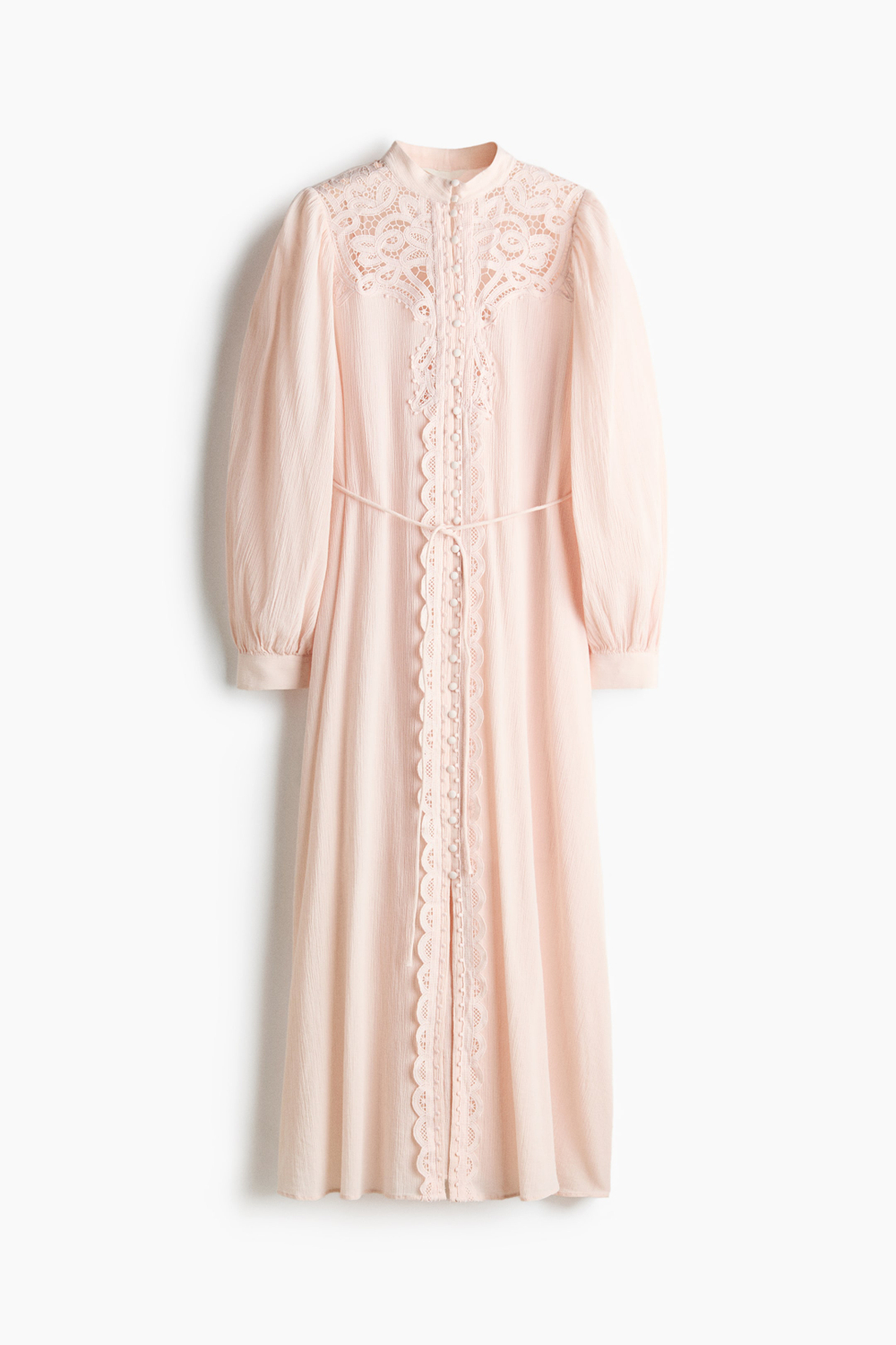 H&M Платье с кружевной отделкой, светло-розовый