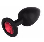 Черная силиконовая пробка с красным кристаллом - 8 см. (Цвет: красный)