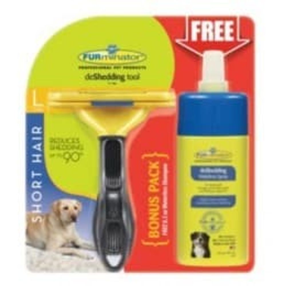 FURminator Short Hair Large Dog 10 см + FURminator шампунь-спрей от колтунов без смывания 250 мл