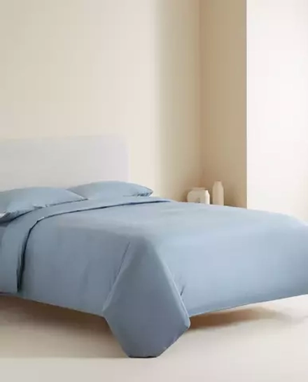 ZARA HOME (200 НИТЕЙ) ПОДОДЕЯЛЬНИК ИЗ ХЛОПКА ПЕРКАЛЬ, СИНИЙ