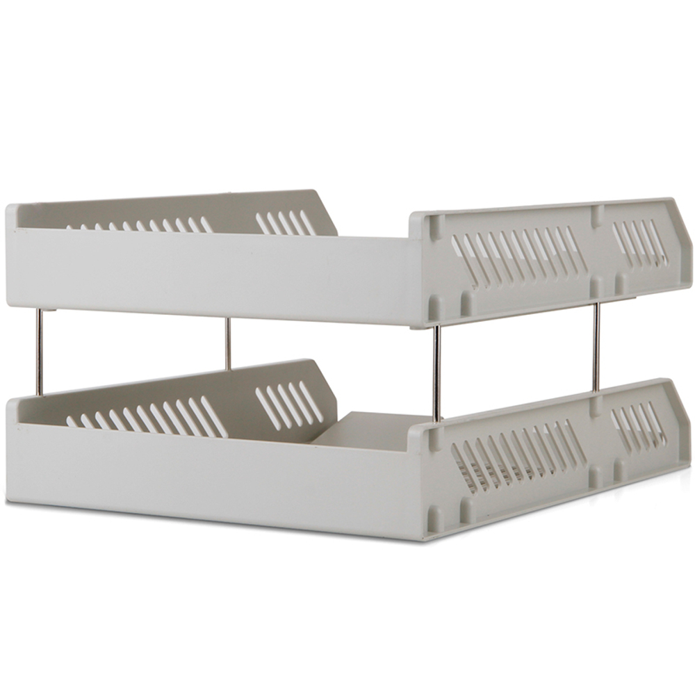 Лоток горизонтальный DELI, 2-х рядный, пластик,  серый