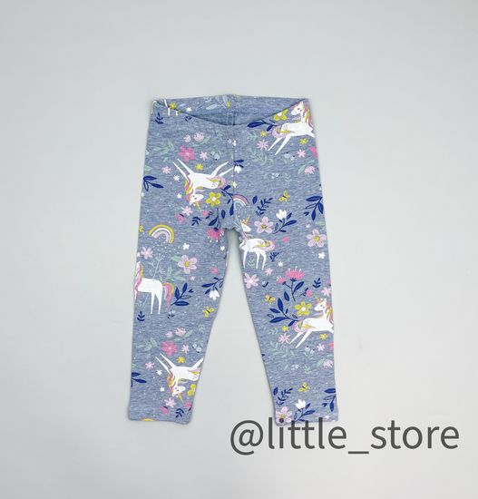 Бриджи "Единороги в цветах" хлопковые, серо-голубые