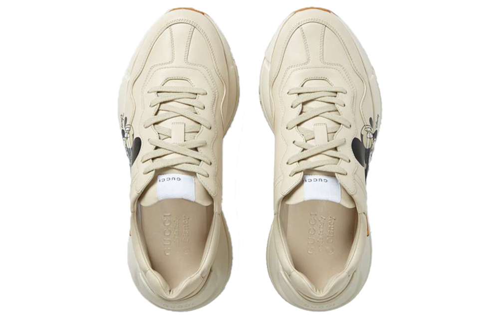 Disney/Disney x GUCCI Gucci Rhiton retro non-slip low-top daddy shoes men's ivory white