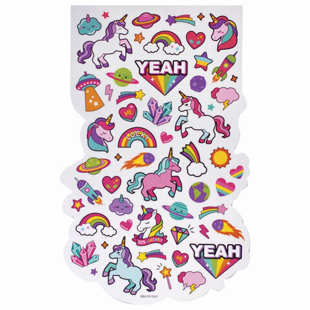 Альбом со сверкающими наклейками "Единороги" , 4 листа, более 250 шт, склейка, ЮНЛАНДИЯ, 662698