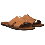 Hermes Lzmere set wear flat-bottomed round head fashion sandals men's brown, H041141Z H03