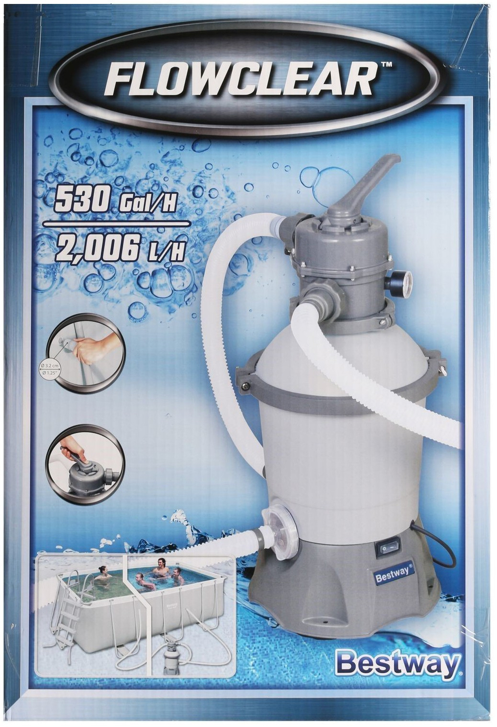 Песочный фильтр-насос для бассейнов Bestway, 220V, 2000 л/ч, 58515