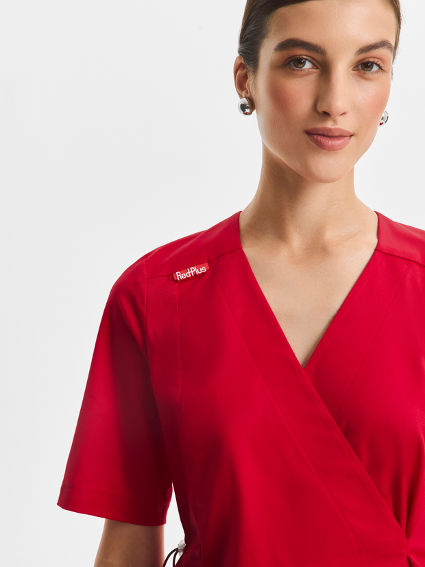 Топ с запахом медицинский женский Йошо, красный хлопок