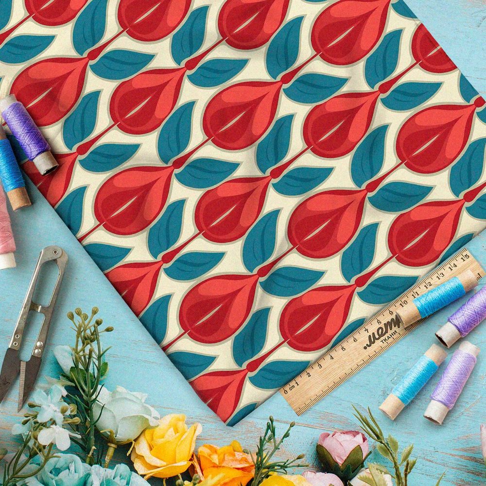 Ткань премиум атлас экзотический оазис