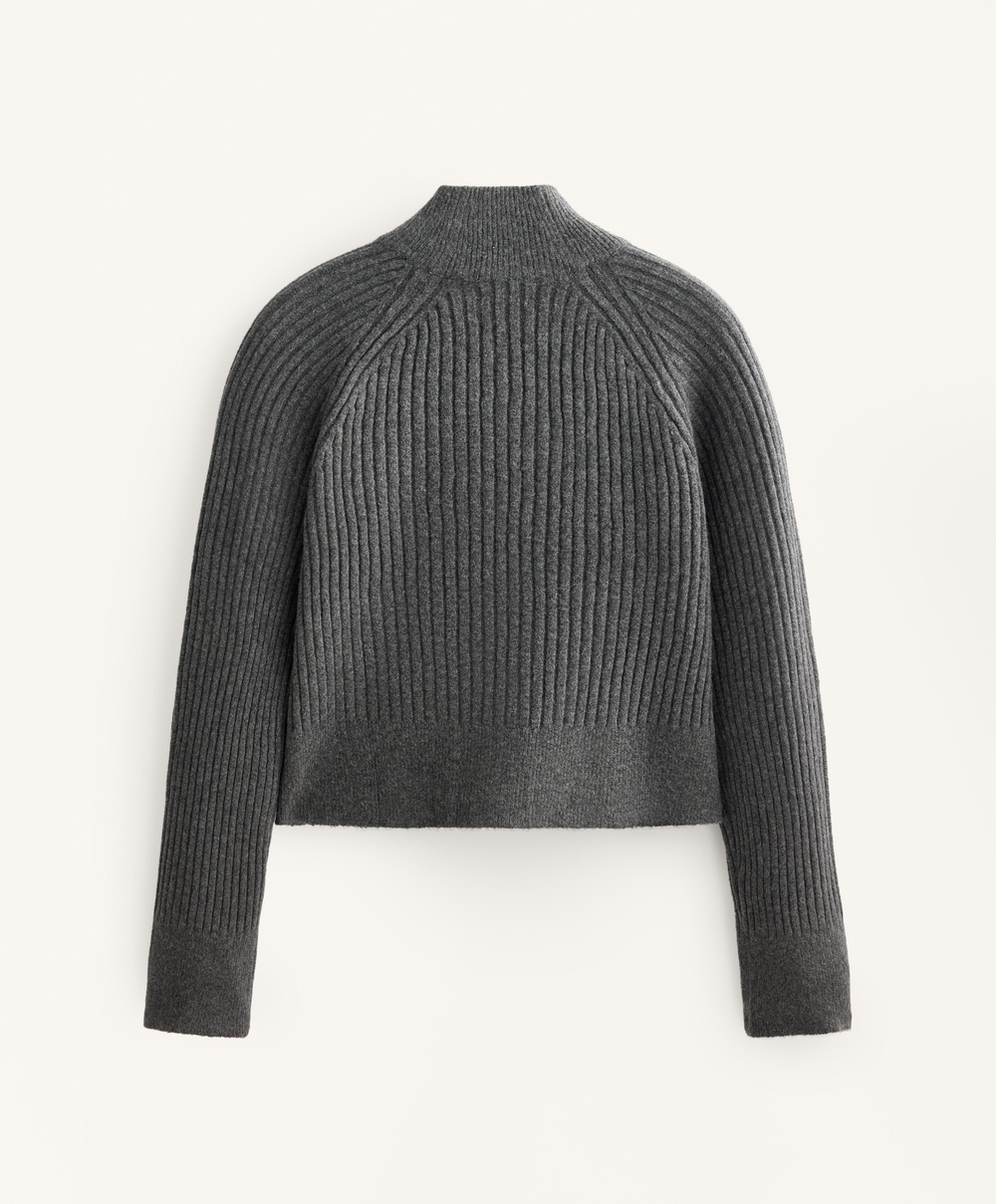 Oysho Трикотажный джемпер на молнии в рубчик, серый