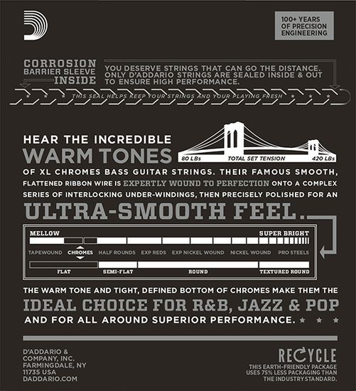 Струны для бас-гитары D'ADDARIO ECB 81-5