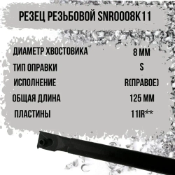 SNR0008K11 Резец резьбовой правый