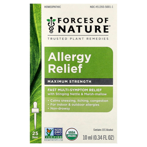 Forces of Nature, средство от аллергии, максимальная сила действия, 10 мл (0,34 жидк. унции)