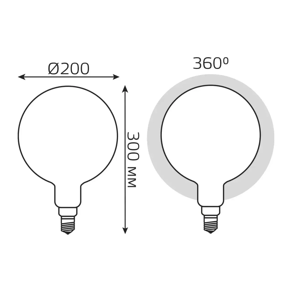 Лампа Gauss LED Filament G200 14W E27 1170 lm 4100K milky диммир. 153202214-D