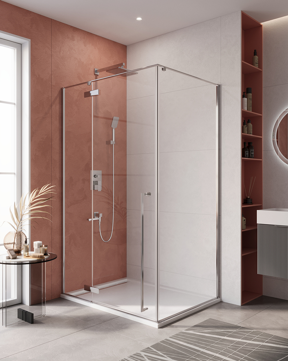 Душевой уголок Cezares LINER-AH-1-120/90-C-Cr-L, 120х90х195, левосторонний, профиль хром, стекло прозрачное