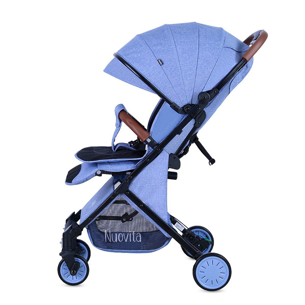 Детская прогулочная коляска Nuovita Giro Lux Denim, Nero / Джинсовый, Черный
