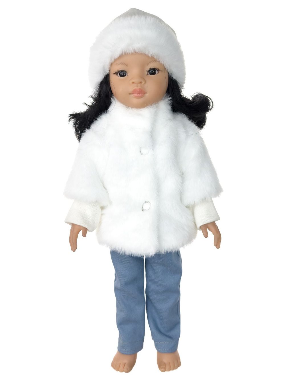 Шуба, шапка с мехом, джинсы для кукол Paola Reina 32 см (1026)