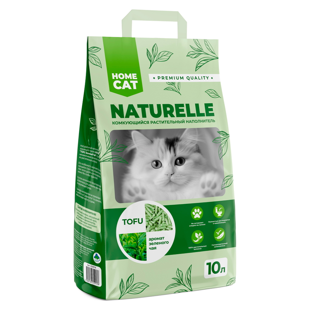 Комкующийся наполнитель HOMECAT NATURELLE Зеленый чай для кошачьих туалетов с ароматом зеленого чая 10 л