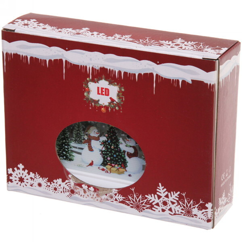 Сувенир с подсветкой «Сказочные снеговики со свечами» 15,5*4*9,5 см