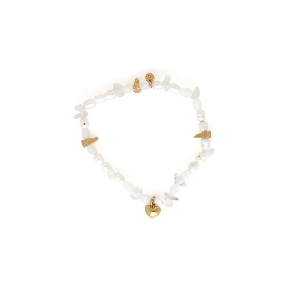 Браслет Franck Herval, Bianca, стрейч, со стеклянными бусинами, жемчугом и горным хрусталем, FH26.1-