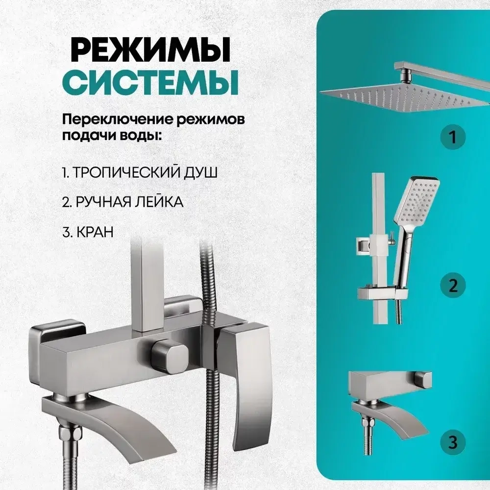 Душевая система Grocenberg GB7007-1 Никель