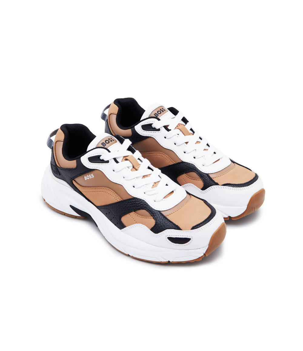 Кожаные кроссовки levitt_runn_lt BOSS BLACK - коричневый(50513142)