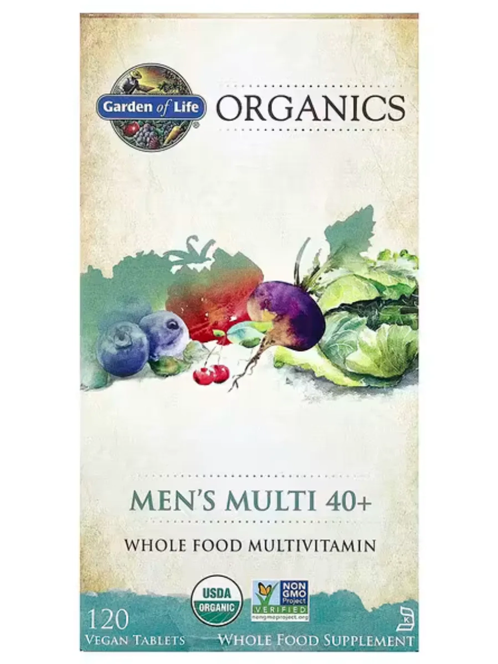 Organics мультивитамины для мужчин от 40 лет 120 веганских таблеток