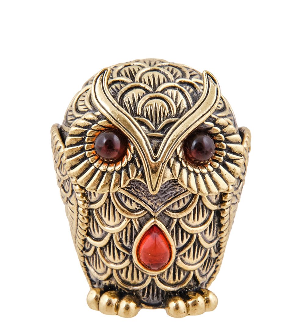 Народные промыслы AM-3782 Шкатулка «Сова Ажурная» (латунь, янтарь)