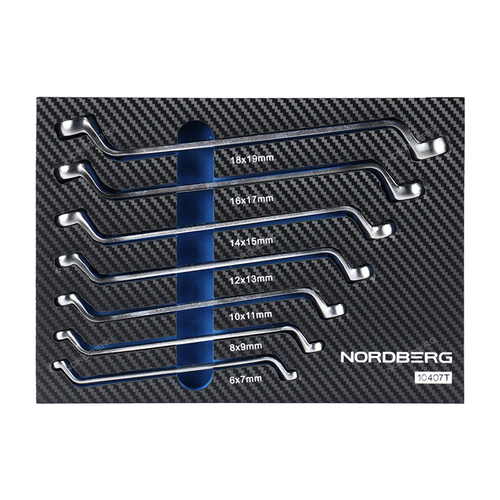 NORDBERG (10407T) Набор ключей накидных в ложементе для тележки, 7 предметов