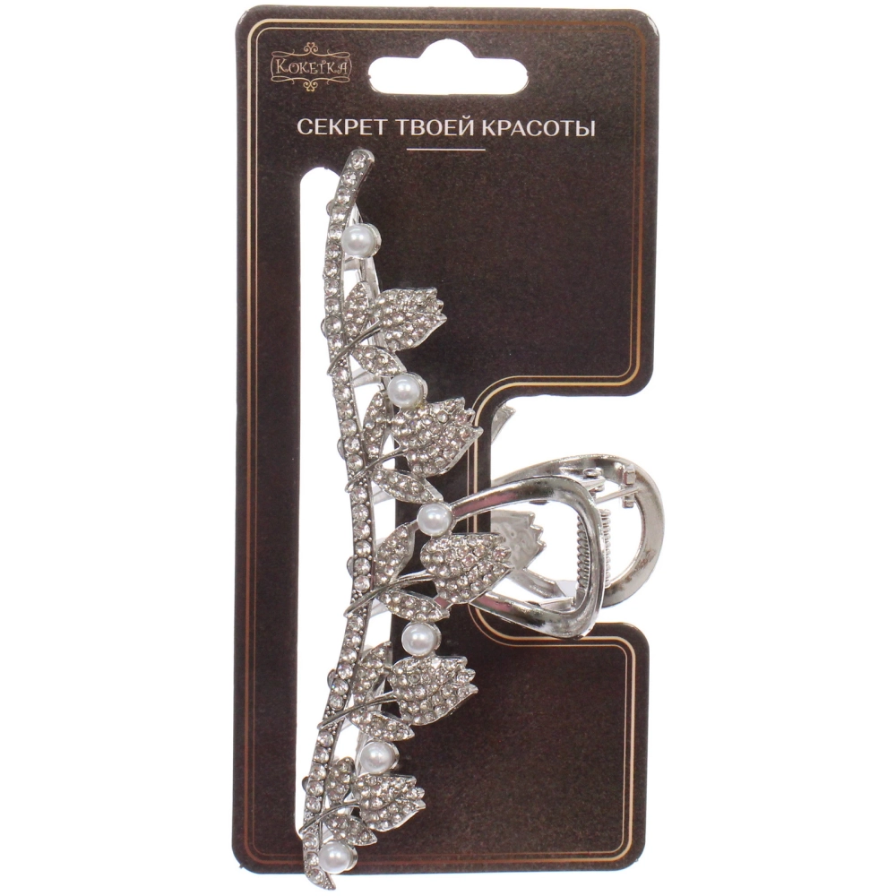 Заколка-краб для волос «PORTOFINO», тюльпаны, цвет золото и хром, 11,5*4см