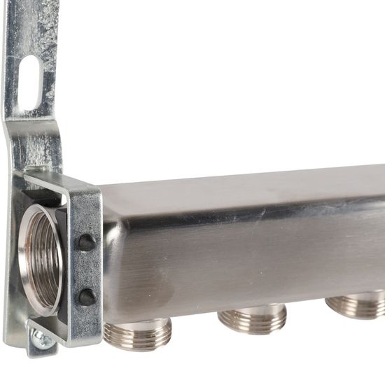Коллектор Rommer 1"x3/4" на 8 контуров для радиаторной разводки (нерж. сталь) RMS-4401-000008