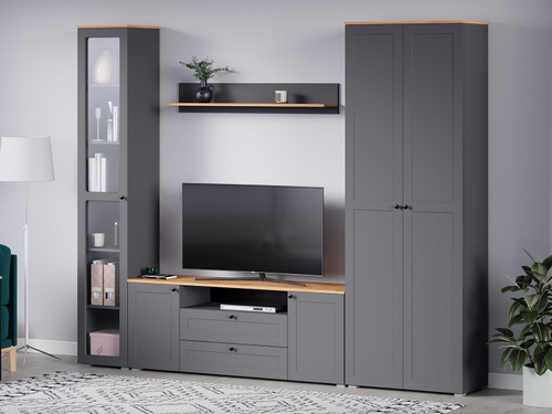 Гостиная Остин 3 графит/дуб золотой