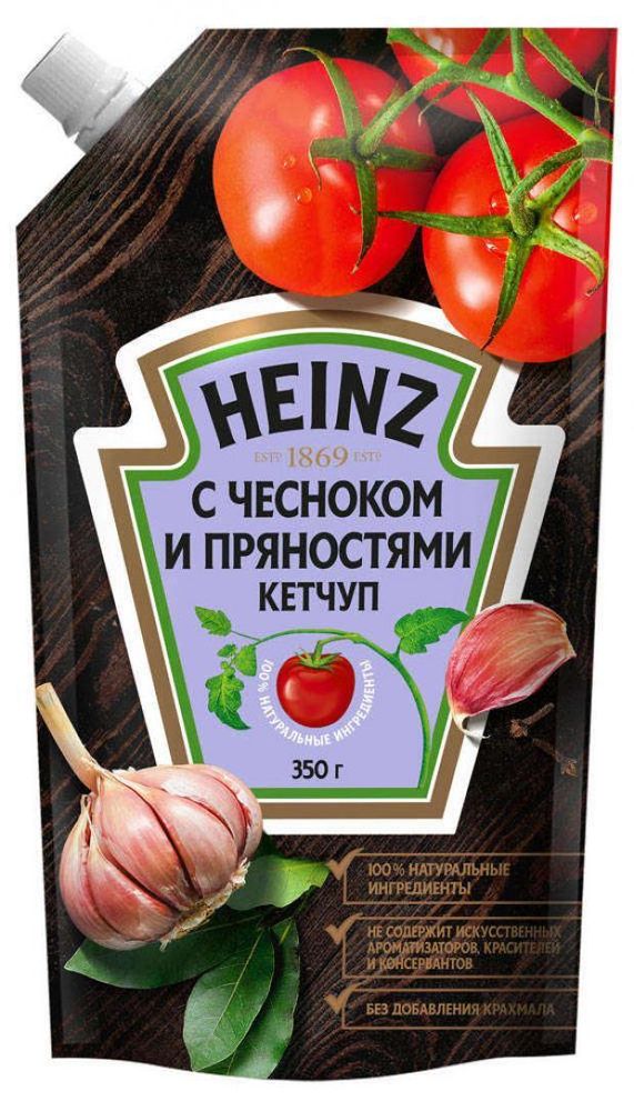 Кетчуп Хайнц 320г чеснок/пряности м/у