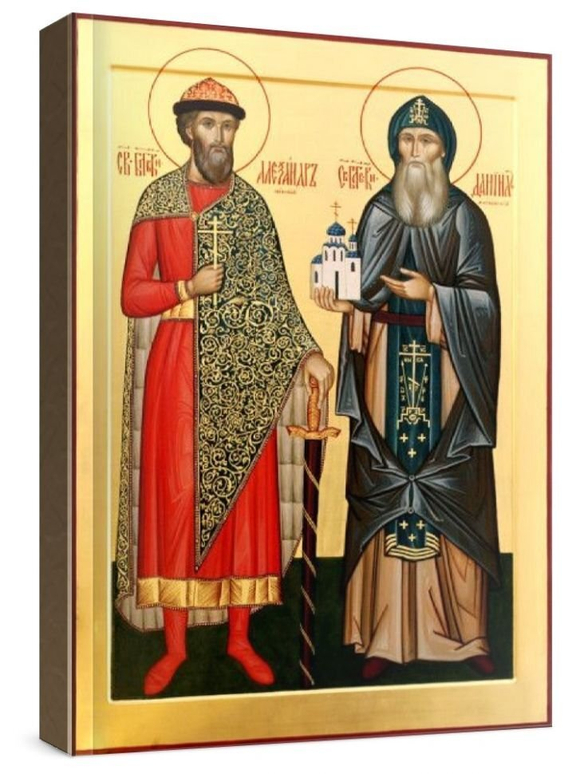 Александр Невский и Даниил Московский (рукописная икона)