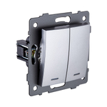 Выключатель 2-клавишный проходной 10А/250В с LED подсветкой, изогнутый, серый Kollinger REA-R-010GY для Aspekt, Eleganz, Reflex