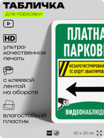Табличка для парковки "Платная парковка", для дома, офиса, организаций, 40х30 см, Silver Plane x Айдентика Технолоджи