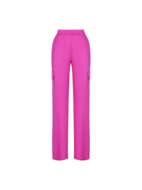 Брюки прямого кроя из сатина с накладными карманами