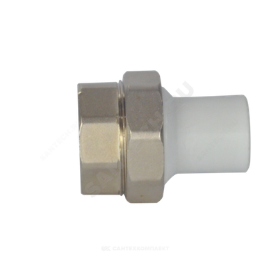 Муфта трубная PP-R комбинированная разъемная белая Дн 32х1/2" Ру25 наруж пайка/ВР VALFEX 10157215