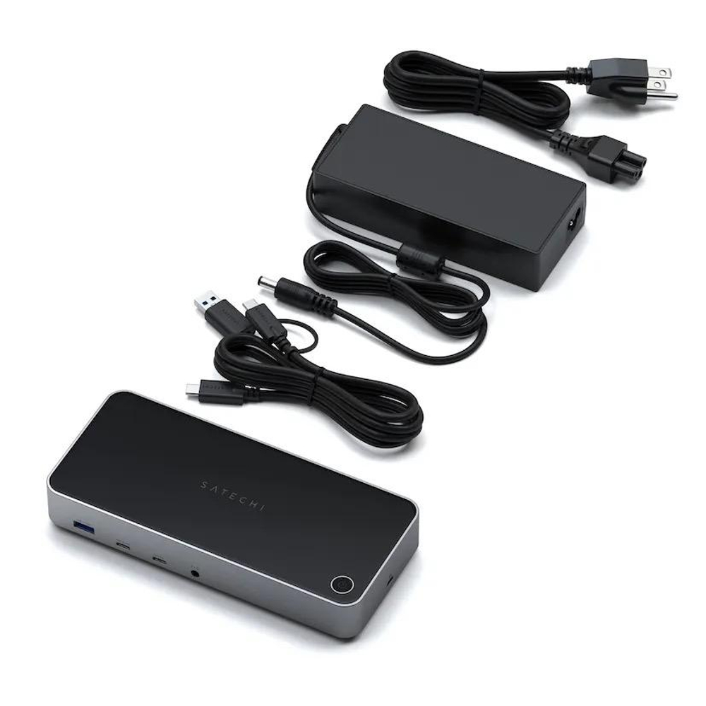 USB-Хаб Satechi Triple 4K Display Dock (USB-C) с внешним питанием (ST-D4KTM-EU) Подключение: съёмный кабель USB-C. Порты: USB-C (PD 100 Вт), USB-C 3.2 Gen 2, USB-C 3.2 Gen 1, USB-A 3.2 Gen 2, 2 USB-A 3.2 Gen 1, 3 HDMI 2.0 (до 4K 60 Гц), 2 DisplayPort 1.4
