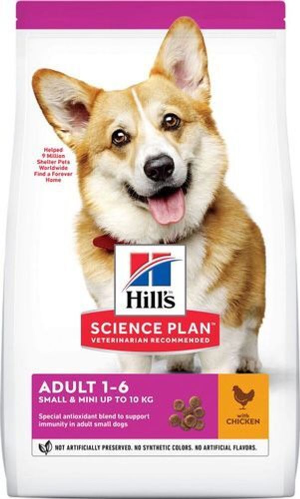 Сухой корм Hill&#39;s Science Plan для взрослых собак мелких пород для поддержания здоровья кожи и шерсти , с курицей 300 г